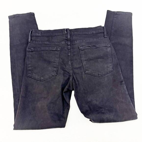 Frame Le Skinny de Jeanne Black Denim Jeans Gold Button SIze 27 - Picture 5 of 9